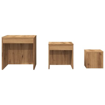 3-delige Tafeltjesset bewerkt hout artisanaal eikenkleur 4