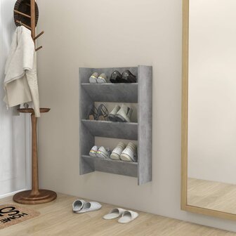 Wandschoenenkast 60x18x90 cm spaanplaat betongrijs 1