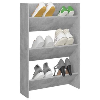 Wandschoenenkast 60x18x90 cm spaanplaat betongrijs 3