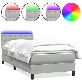 Boxspring met matras fluweel lichtgrijs 90x220 cm 2
