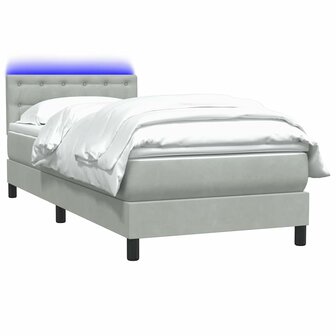 Boxspring met matras fluweel lichtgrijs 90x220 cm 3