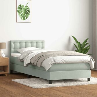 Boxspring met matras fluweel lichtgrijs 90x220 cm 4