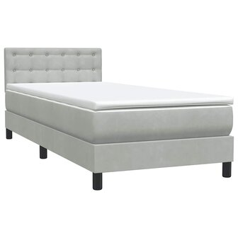 Boxspring met matras fluweel lichtgrijs 90x220 cm 5