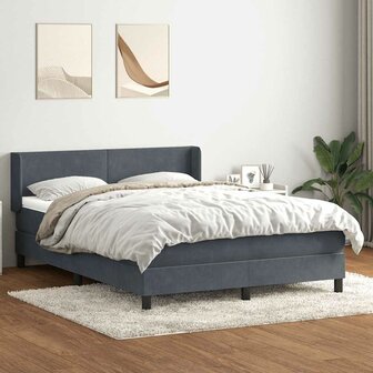 Boxspring met matras fluweel donkergrijs 140x210 cm 1