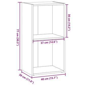 Boekenkast 40x30x77 cm bewerkt hout grijs sonoma eikenkleurig 9