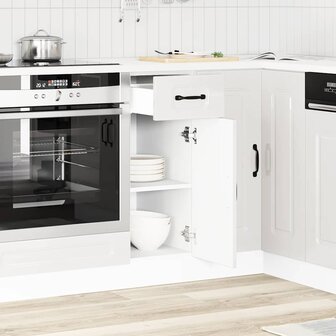 Keuken onderkast Kalmar bewerkt hout hoogglans wit 1