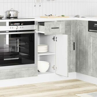 Keuken onderkast &quot;Porto&quot; bewerkt hout betongrijs 3