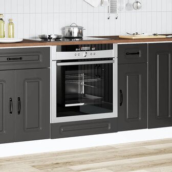 Ovenkast Kalmar bewerkt hout zwart 3