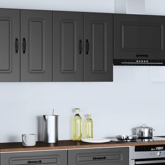 Keukenwandkast Kalmar bewerkt hout zwart 3