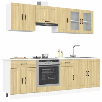 8-delige Keukenkastenset Lucca bewerkt hout sonoma eikenkleur 1