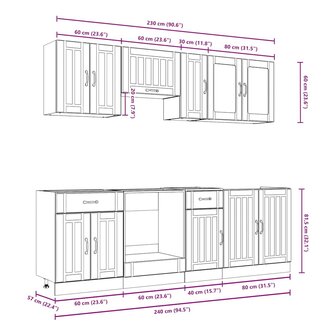 8-delige Keukenkastenset Lucca bewerkt hout sonoma eikenkleur 9