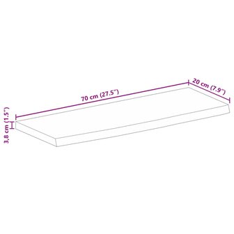 Tafelblad met natuurlijke rand 70x20x3,8 cm massief mangohout 9
