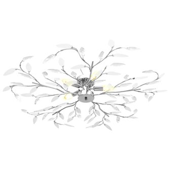 Plafondlamp met acryl kristallen bladarmen voor 5xE14 wit 2