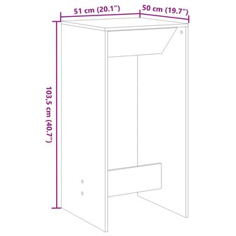 Bartafel 51x50x103,5 cm bewerkt hout gerookt eikenkleur 9