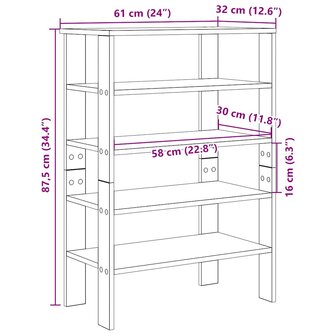 Schoenenrek 61x32x87,5 cm bewerkt hout gerookt eikenkleurig 9