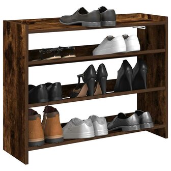 Schoenenrek 80x25x62 cm bewerkt hout gerookt eikenkleurig 1