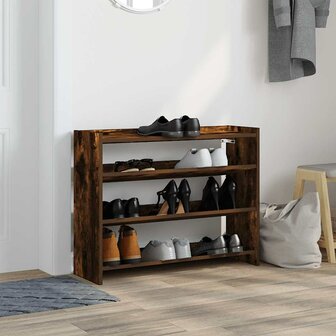 Schoenenrek 80x25x62 cm bewerkt hout gerookt eikenkleurig 3