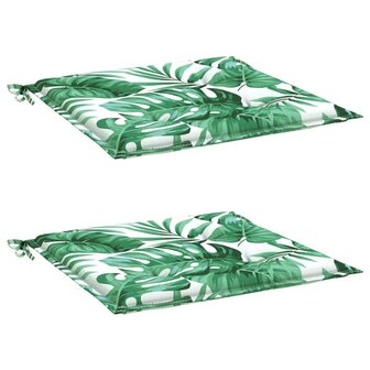 Stoelkussens 2 st bladpatroon 40x40x3 cm stof 3