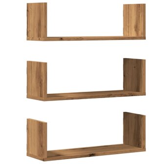Wandschappen 3 st 58x18x18 cm bewerkt hout artisanaal eiken 2
