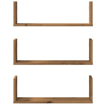 Wandschappen 3 st 58x18x18 cm bewerkt hout artisanaal eiken 4