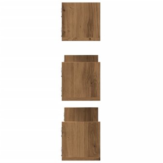 Wandschappen 3 st 58x18x18 cm bewerkt hout artisanaal eiken 5