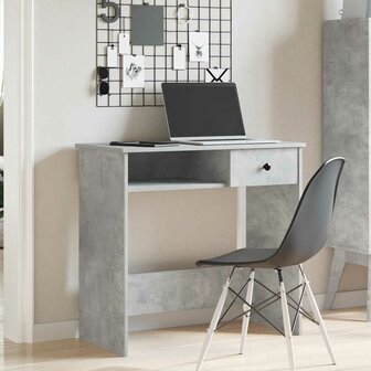 Bureau 80x40x75 cm bewerkt hout betongrijs 3