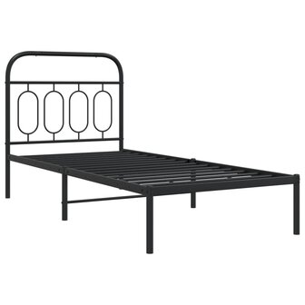 Bedframe met hoofdbord metaal zwart 80x200 cm 3