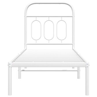 Bedframe met hoofdbord zonder matras metaal wit 75x190 cm 4