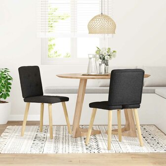 Eetkamerstoelen 2 st stof zwart 2
