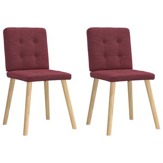 Eetkamerstoelen 2 st stof wijnrood 1