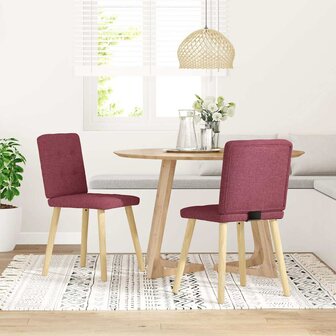 Eetkamerstoelen 2 st stof wijnrood 2