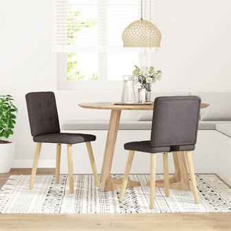 Eetkamerstoelen 2 st stof donkerbruin 2