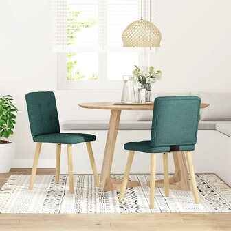 Eetkamerstoelen 2 st stof donkergroen 2