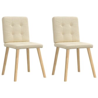 Eetkamerstoelen 2 st stof cr&egrave;mekleurig 1