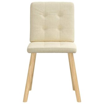 Eetkamerstoelen 2 st stof cr&egrave;mekleurig 4