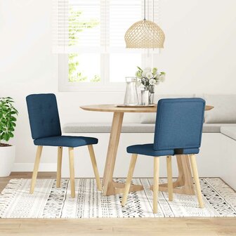 Eetkamerstoelen 2 st stof blauw 2
