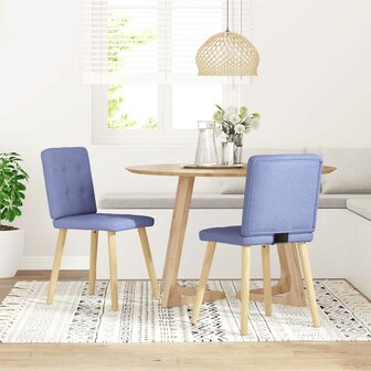Eetkamerstoelen 2 st stof jeansblauw 2