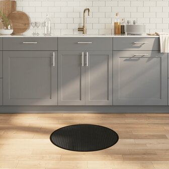 Vloerkleed rond 60 cm bamboe zwart 1