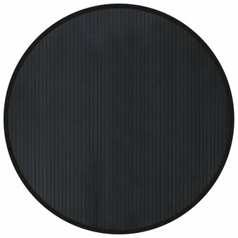 Vloerkleed rond 100 cm bamboe zwart 2