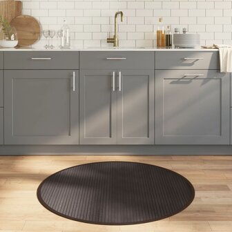 Vloerkleed rond 100 cm bamboe donkerbruin 1