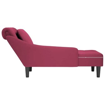 Chaise longue met kussen en rechterarmleuning fluweel wijnrood 5