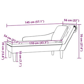 Chaise longue met kussen en rechterarmleuning fluweel wijnrood 9