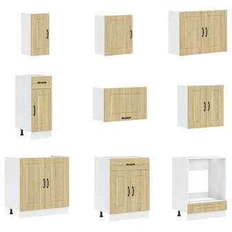 Keukenkast Kalmar dubbele wasbakken bewerkt hout sonoma eiken 2