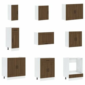 Keukenkast Kalmar dubbele wasbakken bewerkt hout bruineiken 2