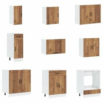 Keukenkast Kalmar dubbele wasbakken bewerkt hout oud houtkleur 2