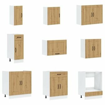 Keukenkast Kalmar dubbele wasbakken hout artisanaal eiken 2