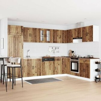Keukenkast Lucca met dubbele wasbakken hout oud houtkleur 1