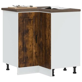 Keuken hoekonderkast &quot;Porto&quot; bewerkt hout gerookt eikenkleurig 1