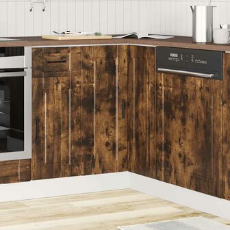 Keuken hoekonderkast &quot;Porto&quot; bewerkt hout gerookt eikenkleurig 3
