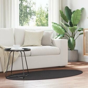 Vloerkleed &quot;HUARTE&quot; Anthraciet 80x150 cm Ovaal 1